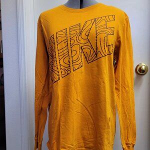 The Nike Tee Size Large Orange Athletic Cut Long Sleeve 100% Cotton